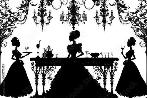 Silhouette of Victorian style Nightclub design, Victorian style Nightclub vector image