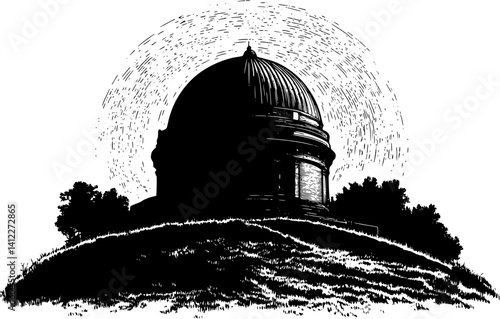 Silhouette of Victorian style Observatory design, Victorian style Observatory vector image