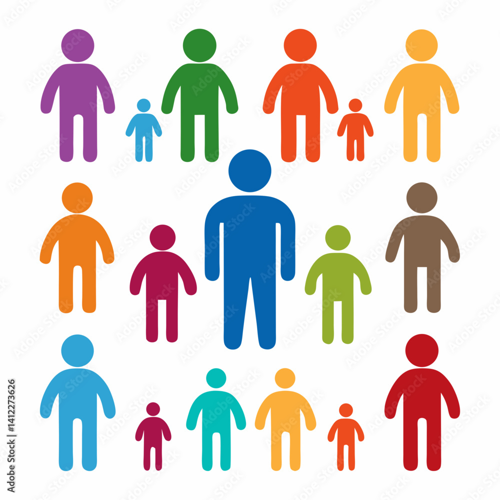 A vibrant community of diverse people of all ages and sizes, united in colorful unity against a clean white background. A vibrant community of diverse people of all ages and sizes, united in colorful unity against a clean white background.