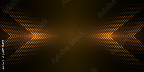dynamic golden arc line technology design concept on black background