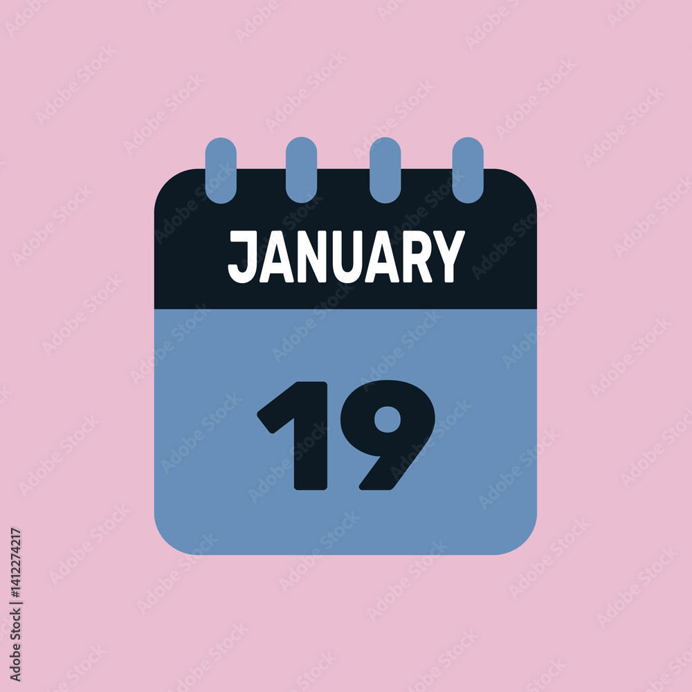 19 january calendar icon date monthly graphic design. 19 january calendar icon date monthly graphic design.