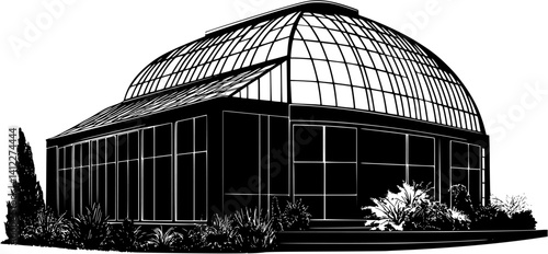 Silhouette of Bauhaus style Conservatory design, Bauhaus style Conservatory vector illustration