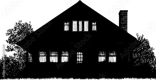 Silhouette of Craftsman style Carriage house design, Craftsman style Carriage house vector illustration