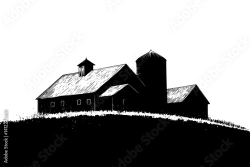 Silhouette of Farmhouse style Milk house design, Farmhouse style Milk house vector illustration