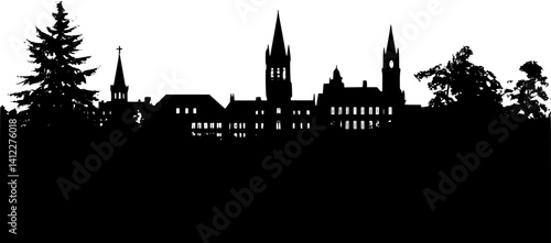 Silhouette of Gothic style University design, Gothic style University vector illustration