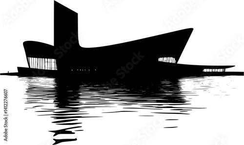Silhouette of Modern style Cultural center design, Modern style Cultural center vector illustration