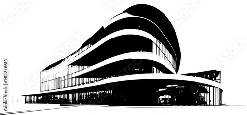 Silhouette of Modern style Corporate headquarters design, Modern style Corporate headquarters vector illustration