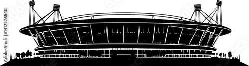 Silhouette of Modern style Stadium design, Modern style Stadium vector illustration