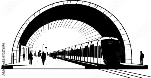 Silhouette of Modern style Transit hub design, Modern style Transit hub vector illustration