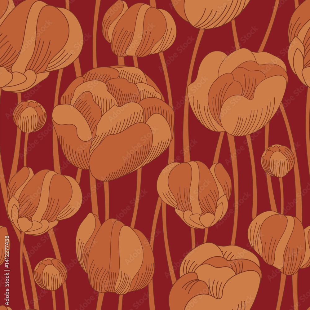 Obraz premium Fall flowers. Ideal for women's and men's clothing, children's clothing, home decor. Vector illustration 
