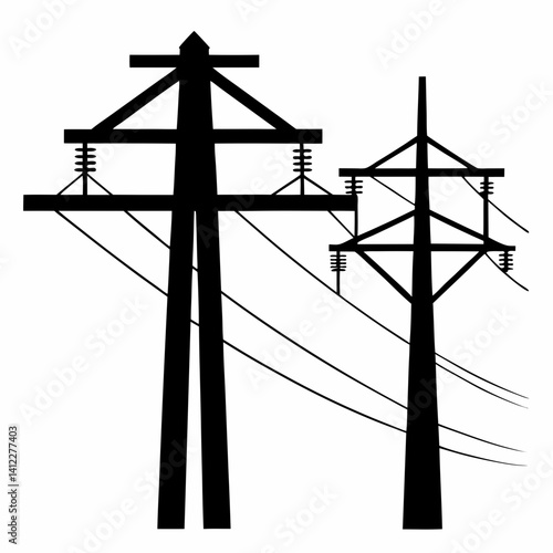 electric power lines vector