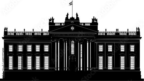 Silhouette of Victorian style Bank design, Victorian style Bank vector illustration