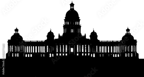 Silhouette of Victorian style Courthouse design, Victorian style Courthouse vector illustration