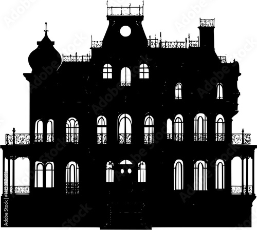 Silhouette of Victorian style Hotel design, Victorian style Hotel vector illustration