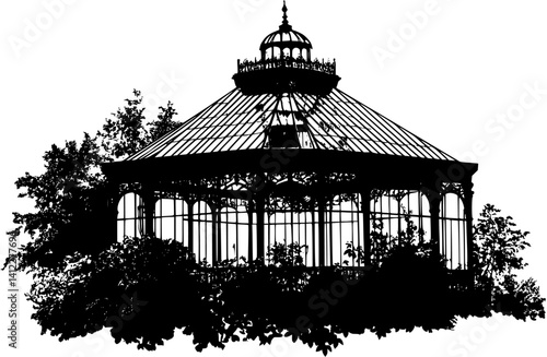 Silhouette of Victorian style Conservatory design, Victorian style Conservatory vector illustration