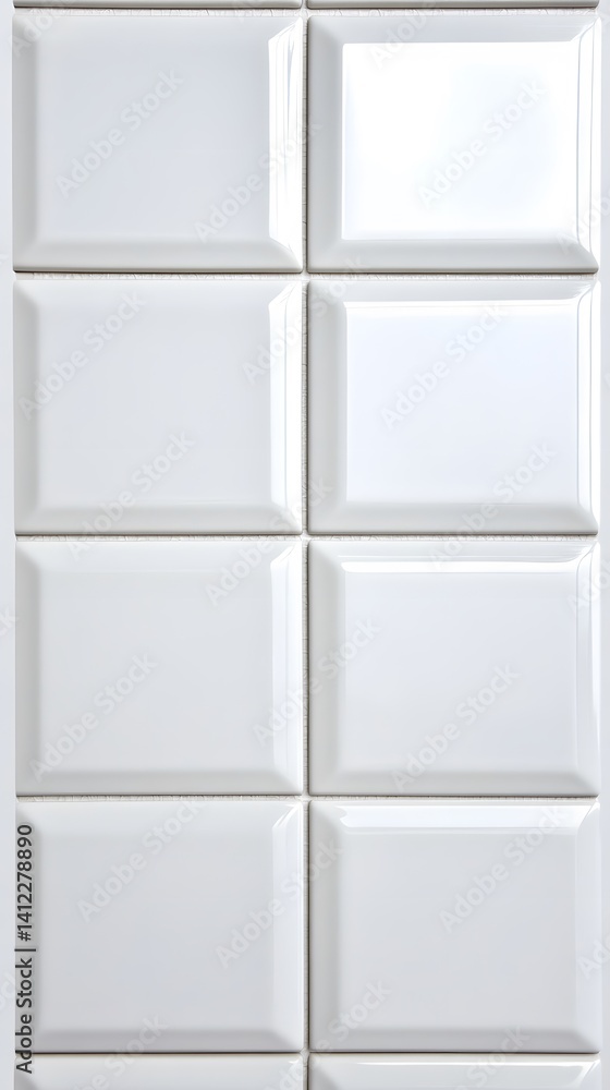 Fototapeta premium White Glossy Rectangular Tiles Wall Seamless Texture Pattern