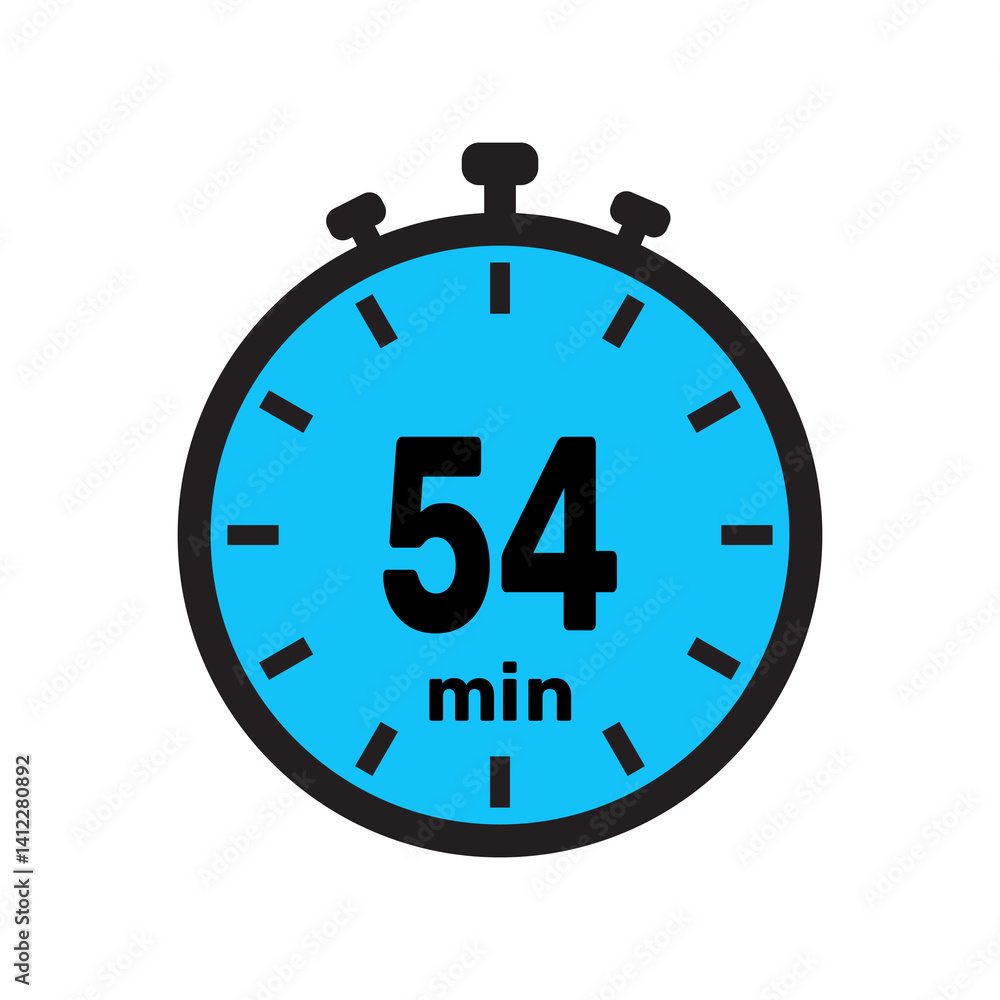 54 minute Timer, clock, stopwatch isolated icons. Countdown timer symbol. Minute timer, Time measure, Chronometer, Alarm. 54 minute Timer, clock, stopwatch isolated icons. Countdown timer symbol. Minute timer, Time measure, Chronometer, Alarm.
