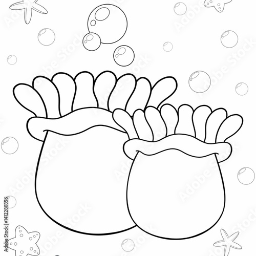 Underwater and coral cartoon coloring 