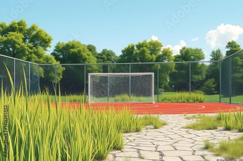 Wallpaper Mural Abandoned Sports Field in Summer Torontodigital.ca