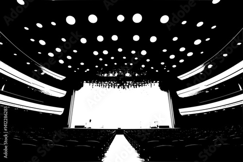 Silhouette of Contemporary style Concert hall design, Contemporary style Concert hall illustration art