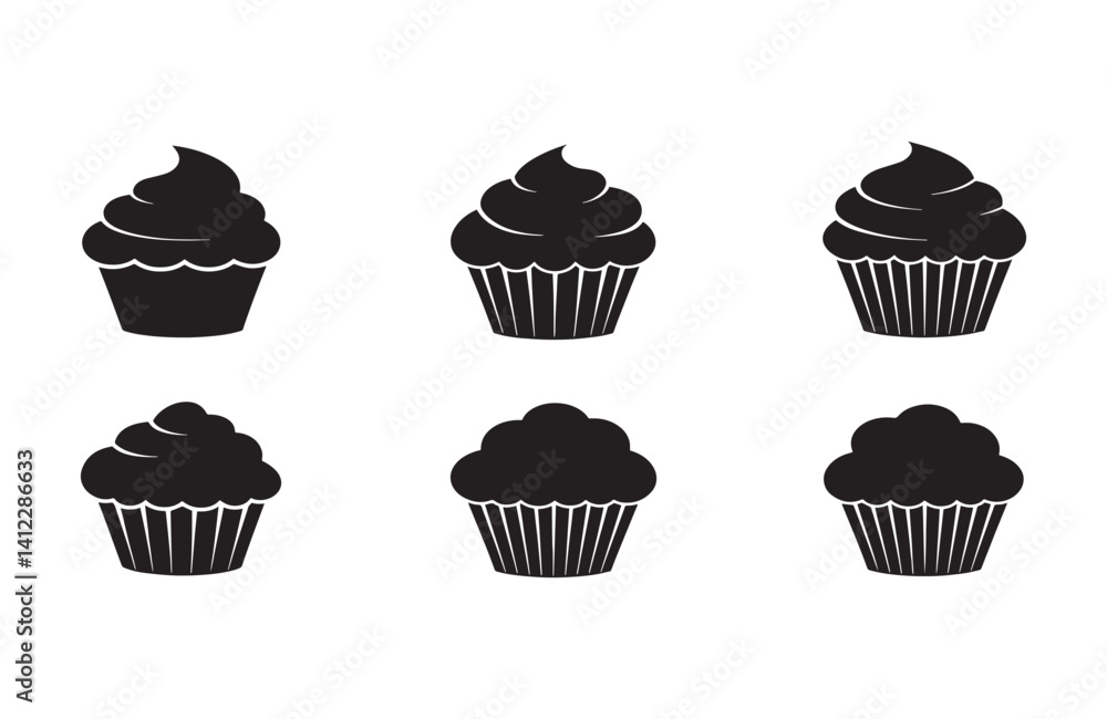 Cupcake silhouette collection reflecting unique baking artistry Cupcake silhouette collection reflecting unique baking artistry