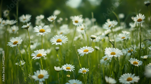 Amidst the endless green, white daisies stand like delicate whispers of nature, filling the meadow with an ethereal beauty that feels almost otherworldly, inviting dreamers to wander