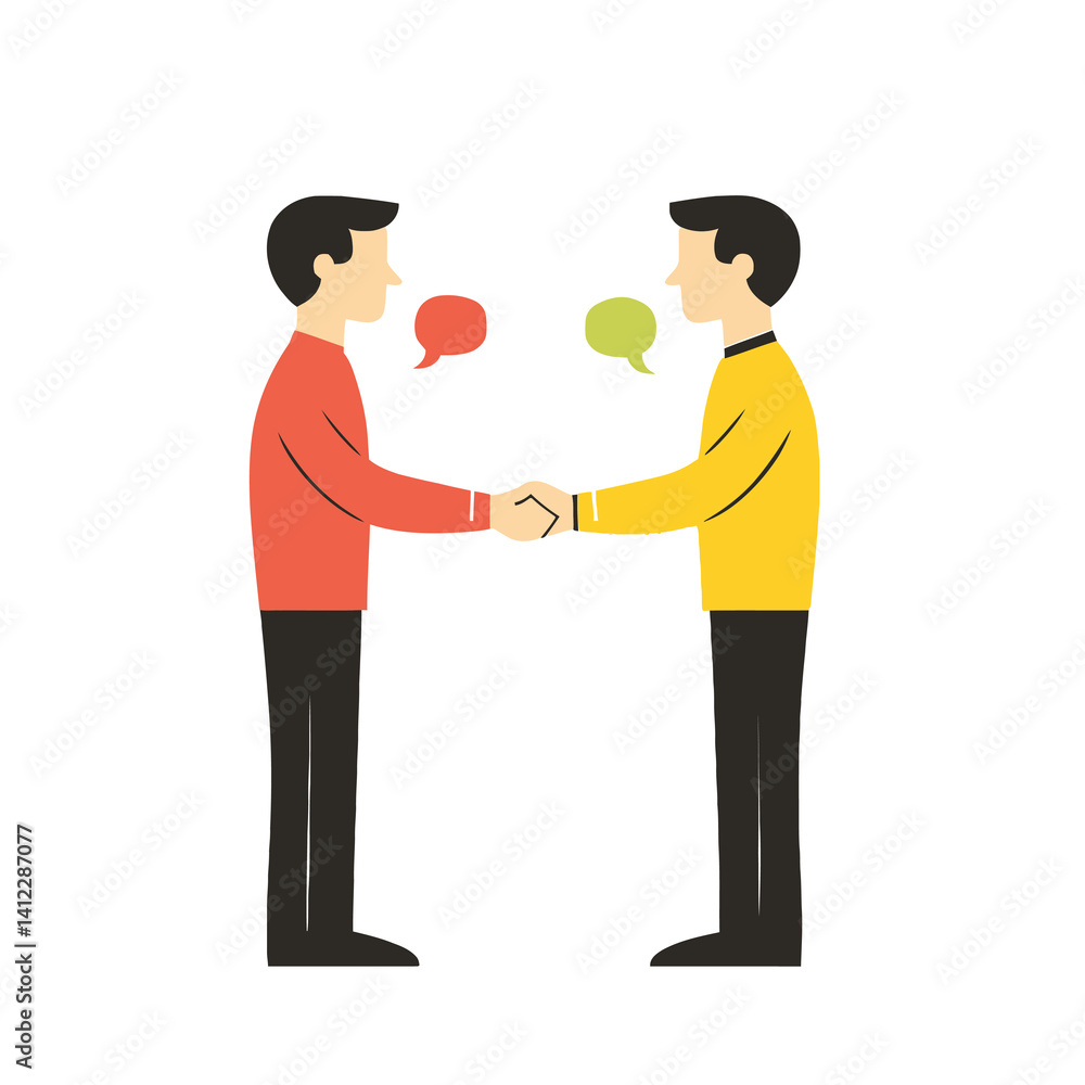 Fototapeta premium Two Men Shaking Hands Representing Partnership Collaboration and Agreement