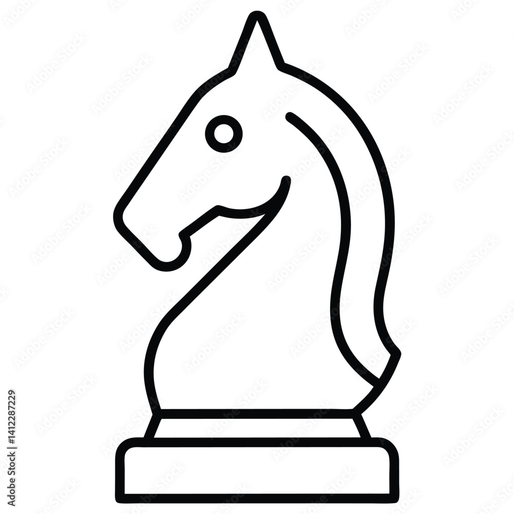 vector illustration of a black and white horse, chess knight vector on white background