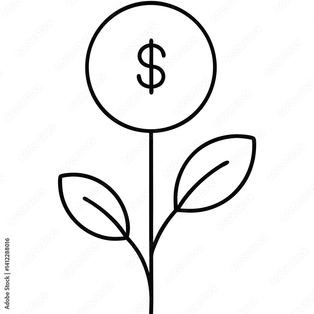 tree with dollar sign, money three