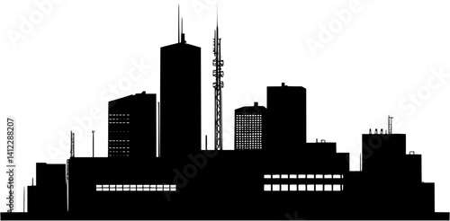Silhouette of Modern style Broadcasting facility design, Modern style Broadcasting facility illustration art