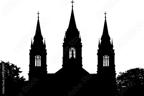 Silhouette of Victorian style Church design, Victorian style Church illustration art