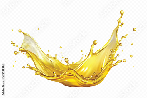 realistic 3d engine oil wave splashing  in the air cut out isolated on white background