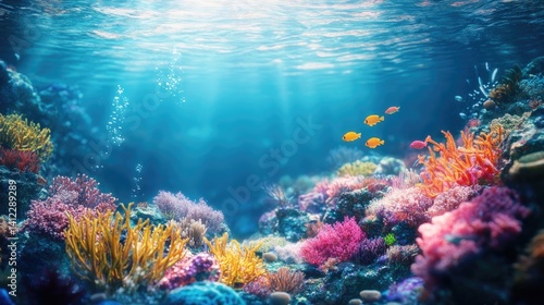 Wallpaper Mural Beautiful coral reef with tropical fish, underwater sea life concept Torontodigital.ca