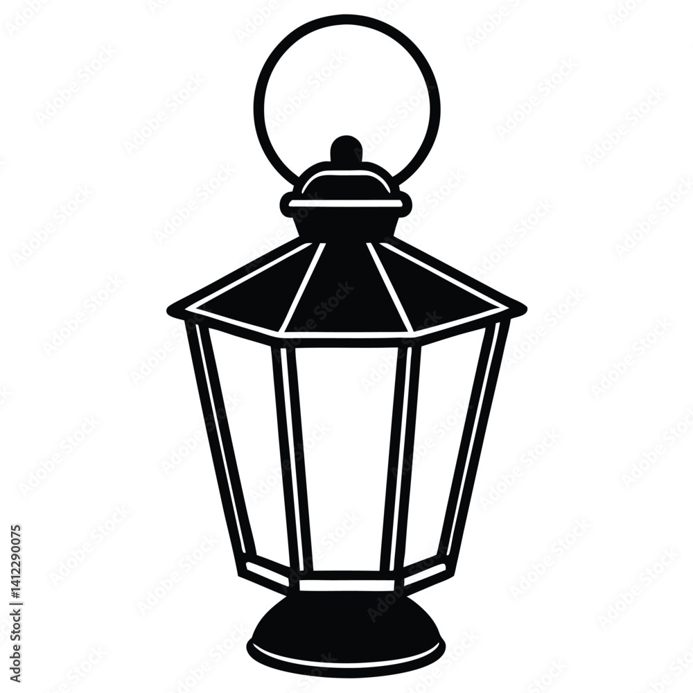 old street lantern on white background