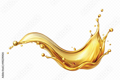 realistic 3d engine oil wave splashing  in the air cut out isolated on white background