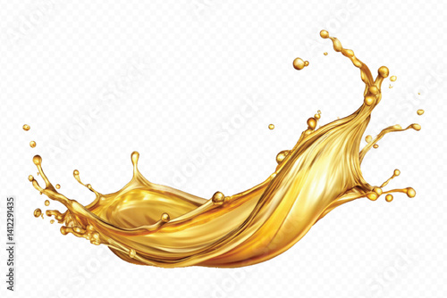 realistic 3d engine oil wave splashing  in the air cut out isolated on white background