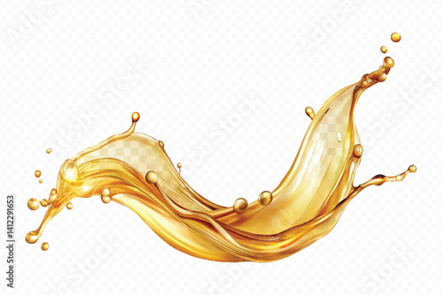 realistic 3d engine oil wave splashing  in the air cut out isolated on white background