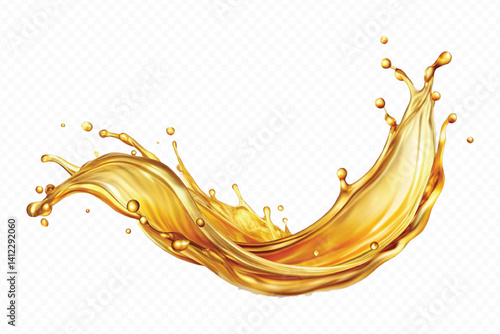 realistic 3d engine oil wave splashing  in the air cut out isolated on white background
