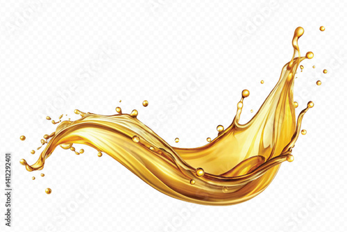 realistic 3d engine oil wave splashing  in the air cut out isolated on white background