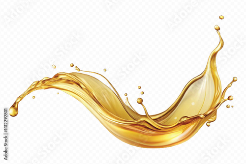realistic 3d engine oil wave splashing  in the air cut out isolated on white background