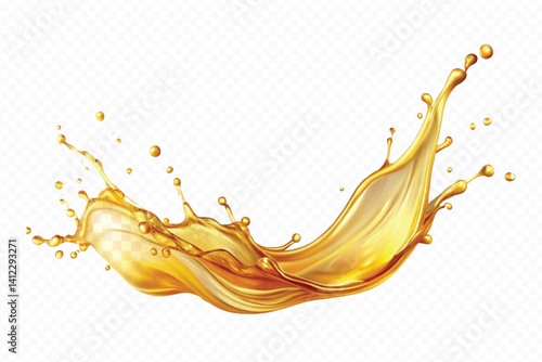 realistic 3d engine oil wave splashing  in the air cut out isolated on white background