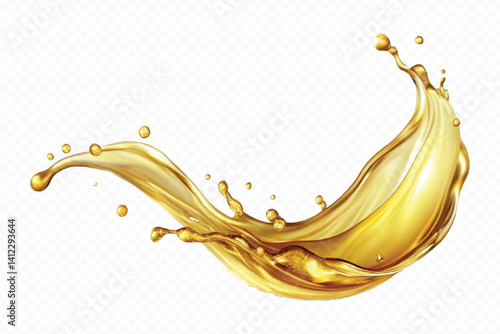 realistic 3d engine oil wave splashing  in the air cut out isolated on white background