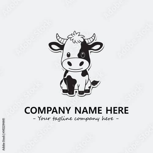 Cow illustration black and white for logo company vector image
