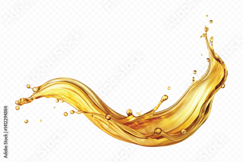 realistic 3d engine oil wave splashing  in the air cut out isolated on white background