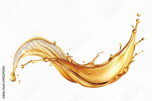 realistic 3d engine oil wave splashing  in the air cut out isolated on white background