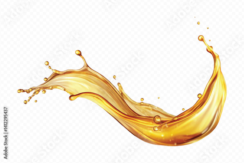 realistic 3d engine oil wave splashing  in the air cut out isolated on white background