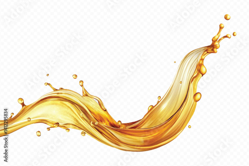 realistic 3d engine oil wave splashing  in the air cut out isolated on white background
