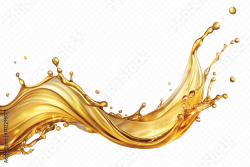 realistic 3d engine oil wave splashing  in the air cut out isolated on white background