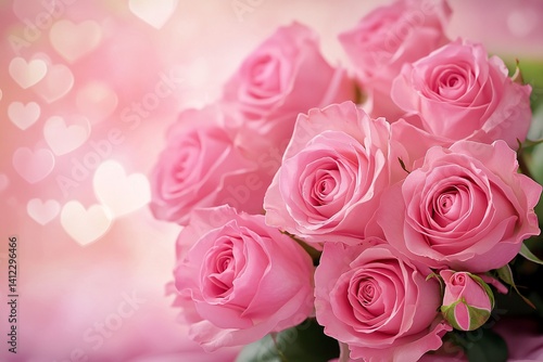 Close-up of a beautiful bouquet of pink roses.