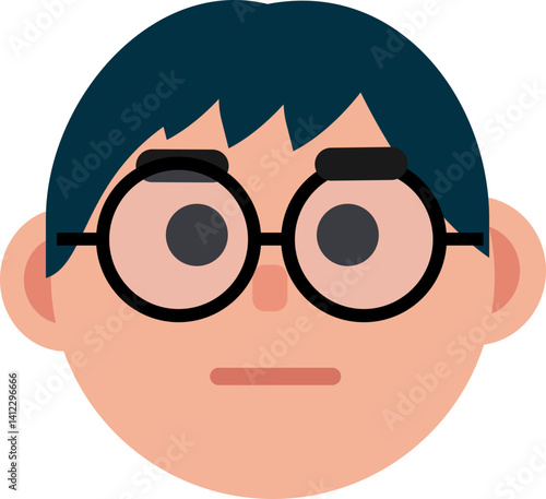 A man wearing glasses, expressionless
